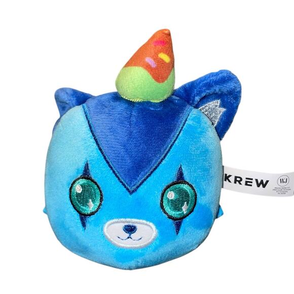 Krew District Funneh Plush Teddy Head Cat Love U Pillow Cushion Stuffed 6" Blue - Picture 10 of 12